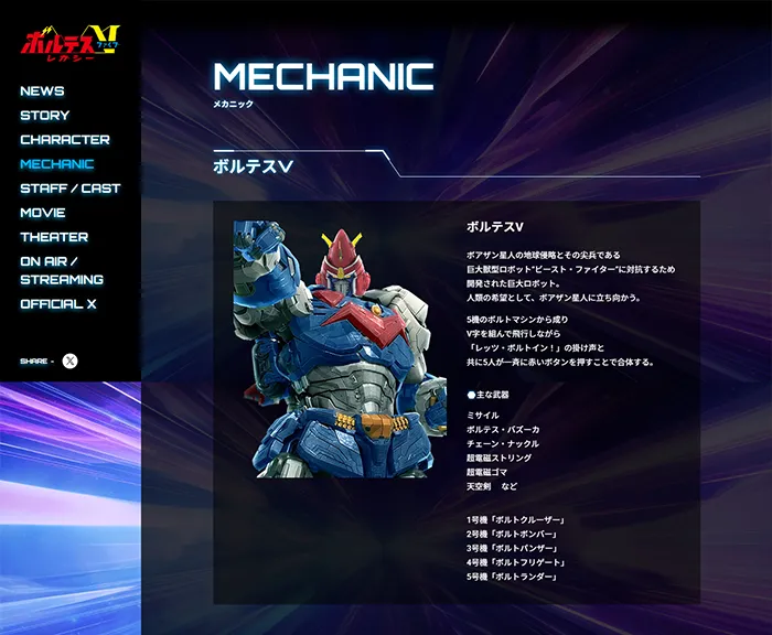 No.096 『ボルテスV レガシー』公式サイト分析レポート - あやふやなきのこ | WEBサイト１００選